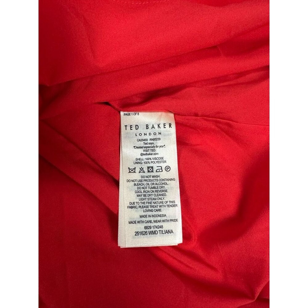 Ted Baker Tiliana – Ruffle Detail Tiered Midi Dress Coral Sz 1 -4US  $398 - Picture 8 of 11